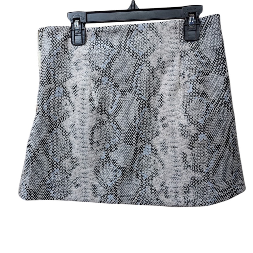 Olivaceous vegan leather snake skin mini skirt with slit Size S NWOT